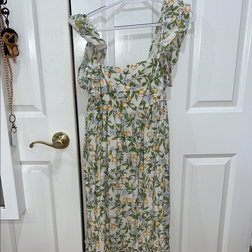 Floral Print Dress with Ruffle Straps